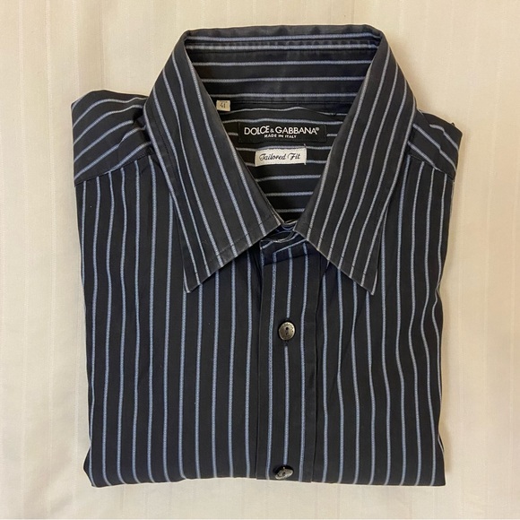 DOLCE & GABBANA tailored fit long-sleeve collared dress shirt sz L (16,41cm) - Picture 8 of 9